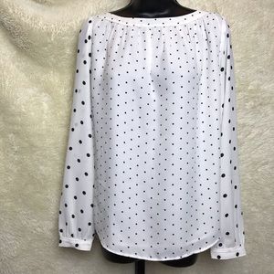LOFT  BLOUSE WHITE WITH BLACK POLKA DOTS